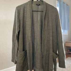 Olive Green Open Front Cardigan